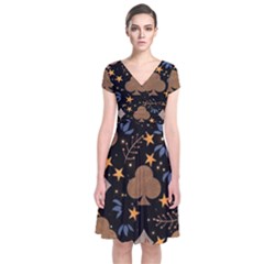 Short Sleeve Front Wrap Dress 