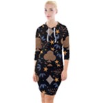 Seamless Pattern Repeat Repetition Quarter Sleeve Hood Bodycon Dress