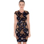 Seamless Pattern Repeat Repetition Capsleeve Drawstring Dress 