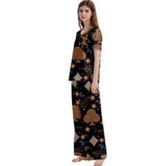 Short Sleeve Satin Pajamas Set With Pockets 