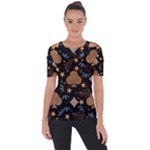 Seamless Pattern Repeat Repetition Shoulder Cut Out Short Sleeve Top
