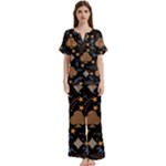 Seamless Pattern Repeat Repetition Short Sleeve Long Pants Satin Pajamas Set