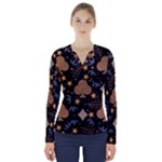 Seamless Pattern Repeat Repetition V-Neck Long Sleeve Top