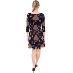 Quarter Sleeve Front Wrap Dress 