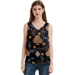 Seamless Pattern Repeat Repetition Women s V-Neck Sleeveless Satin Top