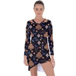 Seamless Pattern Repeat Repetition Asymmetric Cut-Out Shift Dress