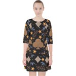 Seamless Pattern Repeat Repetition Quarter Sleeve Pocket Dress