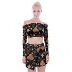 Seamless Pattern Repeat Repetition Off Shoulder Top with Mini Skirt Set
