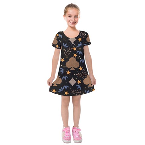 Seamless Pattern Repeat Repetition Kids  Short Sleeve Velvet Dress from ArtsNow.com