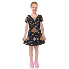 Seamless Pattern Repeat Repetition Kids  Short Sleeve Velvet Dress from ArtsNow.com