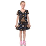 Seamless Pattern Repeat Repetition Kids  Short Sleeve Velvet Dress