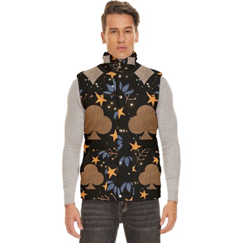 Seamless Pattern Repeat Repetition Men s High Neck Button Up Puffer Vest from ArtsNow.com