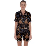 Seamless Pattern Repeat Repetition Satin Short Sleeve Pajamas Set