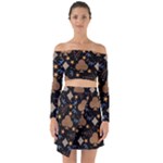 Seamless Pattern Repeat Repetition Off Shoulder Top with Skirt Set