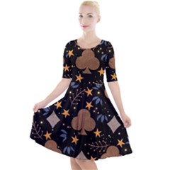 Quarter Sleeve A-Line Dress 