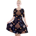 Seamless Pattern Repeat Repetition Quarter Sleeve A-Line Dress