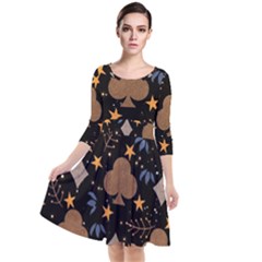 Quarter Sleeve Waist Band Dress 