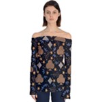 Seamless Pattern Repeat Repetition Off Shoulder Long Sleeve Top