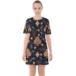Seamless Pattern Repeat Repetition Sixties Short Sleeve Mini Dress