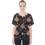 Seamless Pattern Repeat Repetition V-Neck Dolman Drape Top