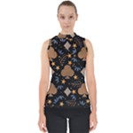 Seamless Pattern Repeat Repetition Mock Neck Shell Top