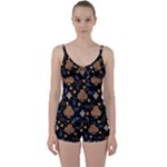 Seamless Pattern Repeat Repetition Tie Front Two Piece Tankini