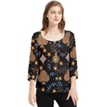 Seamless Pattern Repeat Repetition Chiffon Quarter Sleeve Blouse