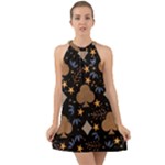 Seamless Pattern Repeat Repetition Halter Tie Back Chiffon Dress