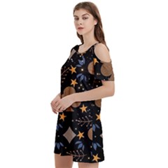 Women s Cold Shoulder Round Neck Mini Dress 