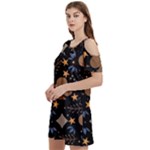 Seamless Pattern Repeat Repetition Women s Cold Shoulder Round Neck Mini Dress