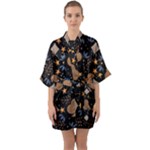 Seamless Pattern Repeat Repetition Half Sleeve Satin Kimono 