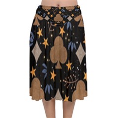 Velvet Flared Midi Skirt 