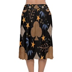 Velvet Flared Midi Skirt 