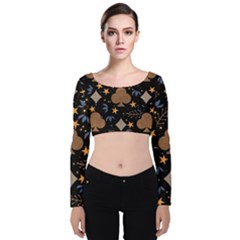 Velvet Long Sleeve Crop Top 