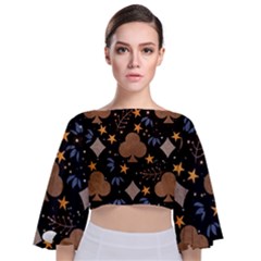 Tie Back Butterfly Sleeve Chiffon Top 