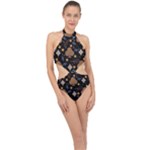 Seamless Pattern Repeat Repetition Halter Side Cut Swimsuit