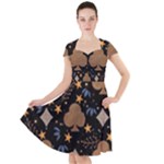 Seamless Pattern Repeat Repetition Cap Sleeve Midi Dress
