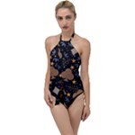 Seamless Pattern Repeat Repetition Go with the Flow One Piece Swimsuit