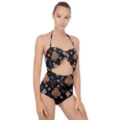 Scallop Top Cut Out Swimsuit 