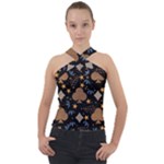 Seamless Pattern Repeat Repetition Cross Neck Velour Top