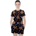 Seamless Pattern Repeat Repetition Women s T-Shirt and Shorts Set