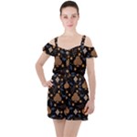 Seamless Pattern Repeat Repetition Ruffle Cut Out Chiffon Playsuit