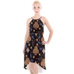 Seamless Pattern Repeat Repetition High-Low Halter Chiffon Dress 