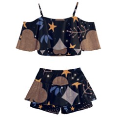 Kids  Off Shoulder Skirt Bikini 