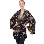 Seamless Pattern Repeat Repetition Long Sleeve Velvet Kimono 