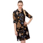 Seamless Pattern Repeat Repetition Long Sleeve Mini Shirt Dress