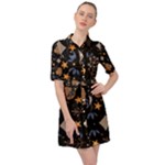 Seamless Pattern Repeat Repetition Belted Shirt Dress