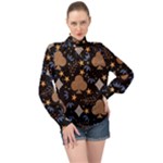 Seamless Pattern Repeat Repetition High Neck Long Sleeve Chiffon Top