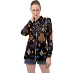 Seamless Pattern Repeat Repetition Long Sleeve Satin Shirt