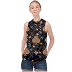 Seamless Pattern Repeat Repetition High Neck Satin Top